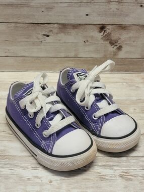 CONVERSE ALL STAR Toddler Purple/White Lace Up Sneakers (737837F) - Size 6